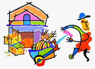 Vector Illustration Of Farmer Harvesting Farm Crops