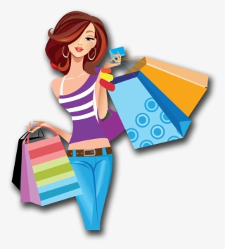 Shopping Cartoon Women Png Image High Quality Clipart - Shopping Cartoon Png