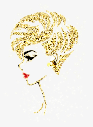#gold #glitter #sparkle #red #lips #profile #lady #face - Illustration