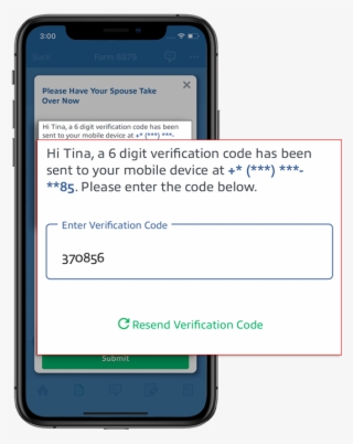 Enter Verification Code - Smartphone