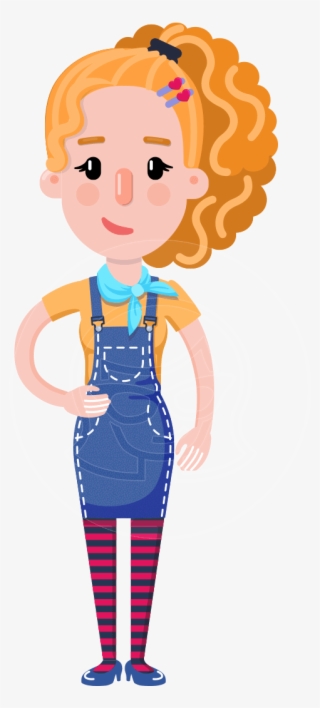 Cute Blonde Girl In Flat Style Cartoon Character - Cartoon