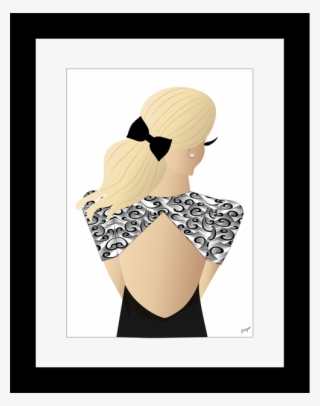 Fashion Wall Art Framed Back Blonde Girl Designer Dress - Fashion Illustration