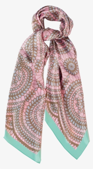 Image Of Lace Pink Mint Silk - Scarf