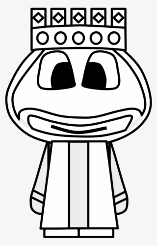 King, Crown, Big Eyes, Cartoon Person, Black And White, - Cartoon