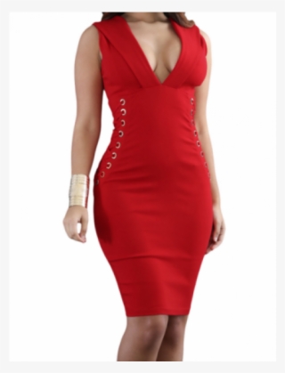 Svg Library Stock Robe Bodycon Col V Et Lacets Sur - Dress