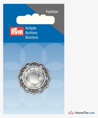 Silver With Rhinestone Centre Button - Prym
