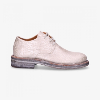 Lace Up Shoes Shiny Printed Leather Silver - Suede