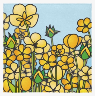 Buttercup Flower Field Yellow Floral Arrangement Square - Cartoon