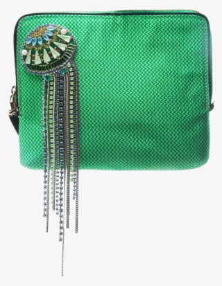 Green Crystal Fringe Medusa Clutch - Coin Purse