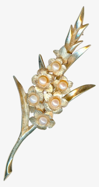 Charming Vtg 1962 Boucher Gladiolus Flower Real Pearl - Headpiece