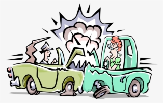 Vector Illustration Of Head-on Collision Traffic Accident - Crash Clipart