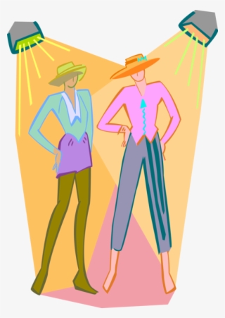 Vector Illustration Of Fashion Models On Runway Under - Cartoon