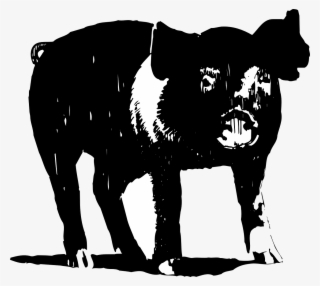 Barn Vector Animal - Black Pig Clip Art