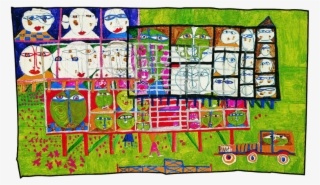 Watercolour And Luminous Paint On Cardboard With Irregular - Child Art