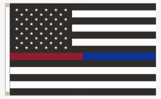 Thin Red Blue Line Flag U - Black White Red Blue American Flag