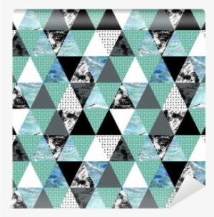 Triangle Seamless Pattern With Grunge And Watercolor - Watercolor Painting