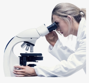 Scientist Looking Through Microscope Transparent