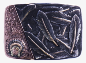 Sterling Silver Blank With Silver Feathers With 14k - Wallet