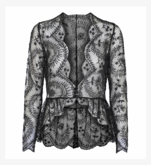 Black Lace Cardigan, 3 Buttons - Leather Jacket