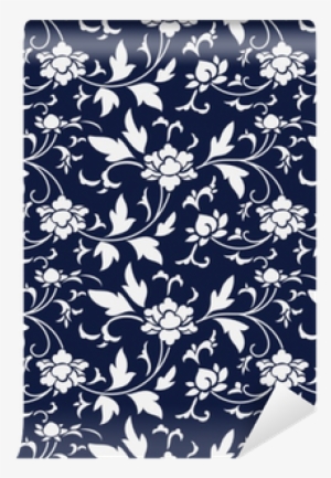 Seamless Blue Chinese Background Retro Botanic Garden - Botanical Garden