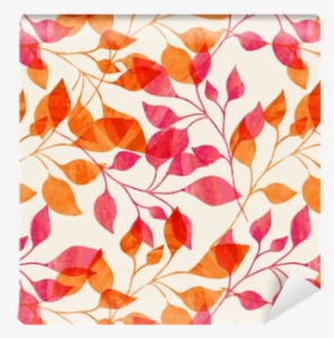 Watercolor Seamless Pattern With Pink And Orange Autumn - Orange Leaves Pattern