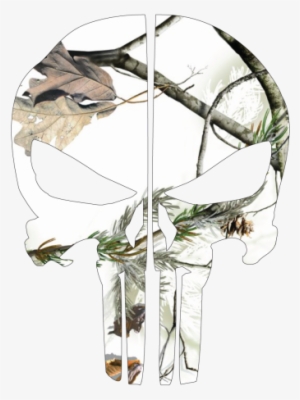 Winter Woods Camo Punisher Skull Rear Helmet Reflective