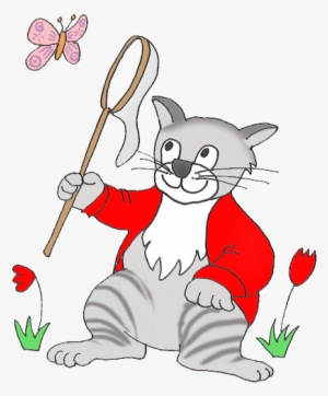 Cat Clip Art Sketches Drawings Graphics Butterfly - Animals Catching Butterfly Clipart