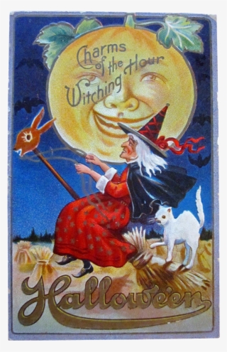 This Is A Beautiful Vintage Halloween Postcard Showing - Vintage Happy Halloween Witches