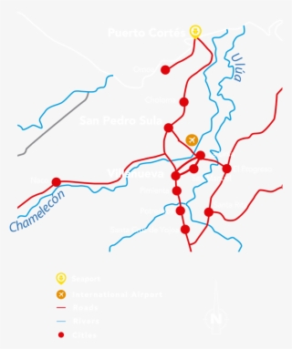 Population Centers Surrounding Villanueva Industrial - Map
