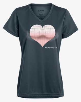 Pink Heart 3d Optical Illusion V Neck T Shirt - T-shirt