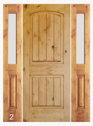 Krosswood Knotty Alder 2 Panel Top Rail Arch With V - Home Door