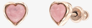 Natural Rose Quartz Heart Shape Stud Earring - Earrings