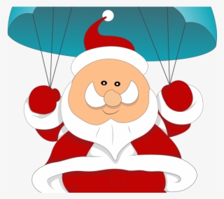 Skydiving Clipart Santa - Santa Parachuting
