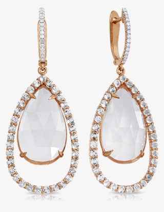 18ct Rose Gold Pear Rose Quartz Earring - Earrings
