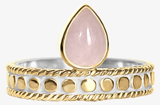 18k Yellow Gold Vermeil Ring Tear Drop Shape Rose Quartz - Ring