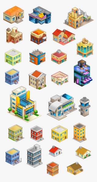 Pixel Buildings Isometric Map, Isometric Drawing, Isometric - Buildings