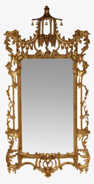 Vintage Gilt Chippendale Mirror Adorned With A Finial - Gold Chinoiserie Pagoda Mirror